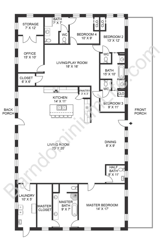 Simple 4 Bedroom Barndominium Floor Plans With Dimensions Viewfloor Co