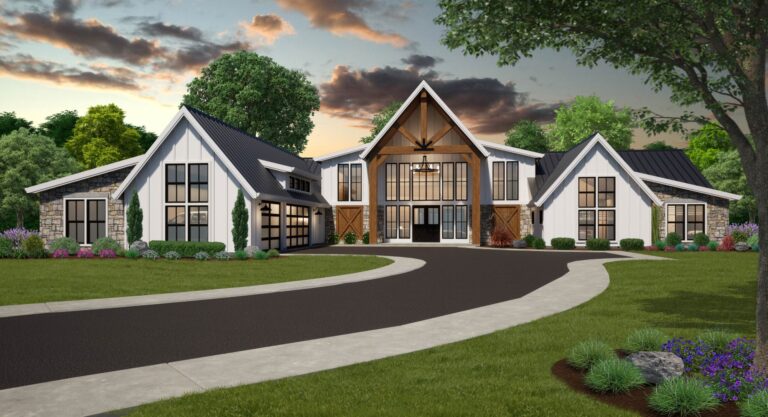 ULTIMATE RUSTIC BARN HOUSE SINGLE STORY HOME PLAN 768x417