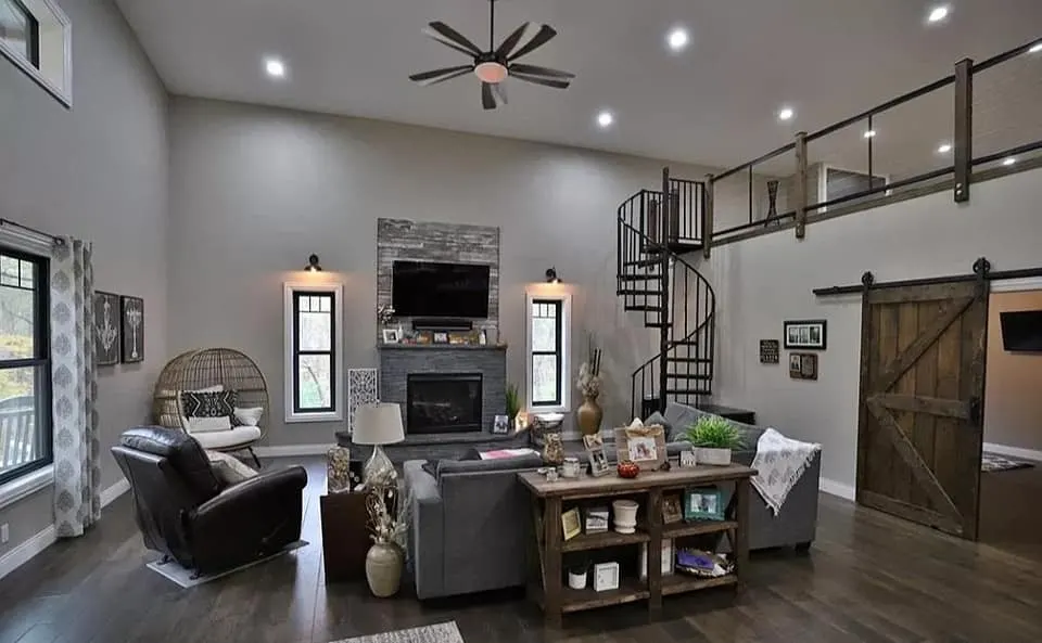 barndominium living room - open concept