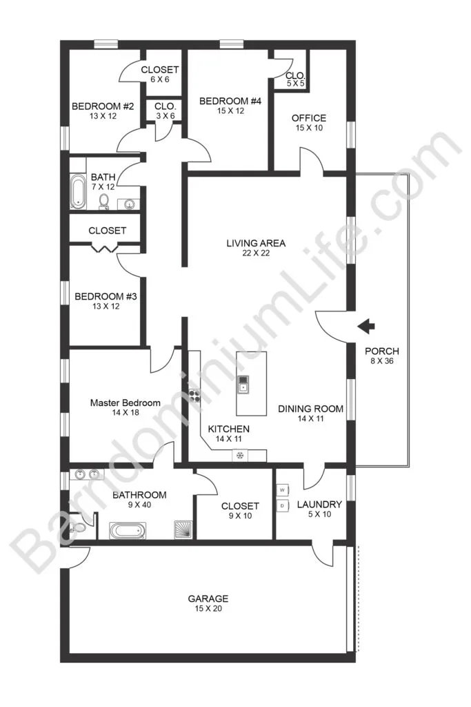 4 bedroom barndominium floor plans with shop