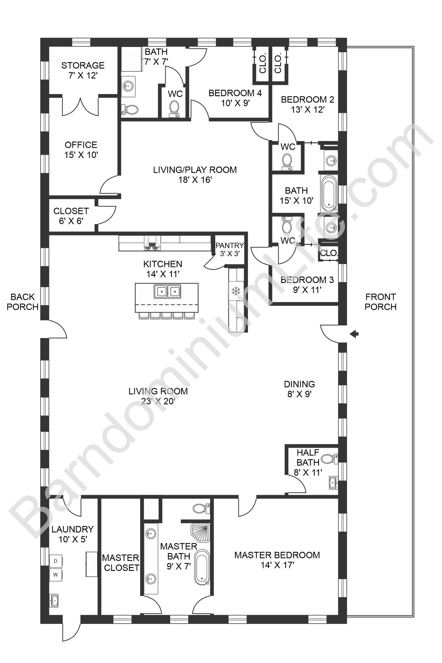 Open Concept Barndominium Floor Plans
