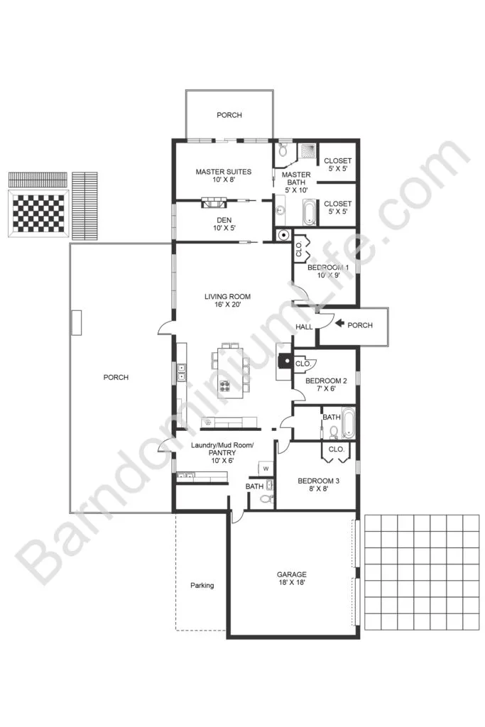 4 bedroom barndominium floor plan with loft