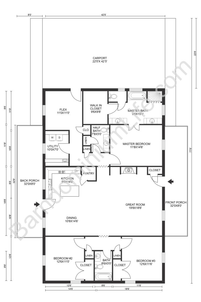 barndominium floor plans with garage and utility rooms