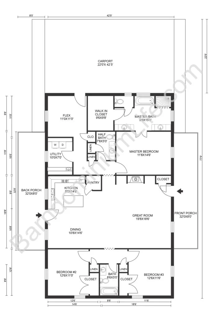 barndominium floor plans with garage and utility rooms