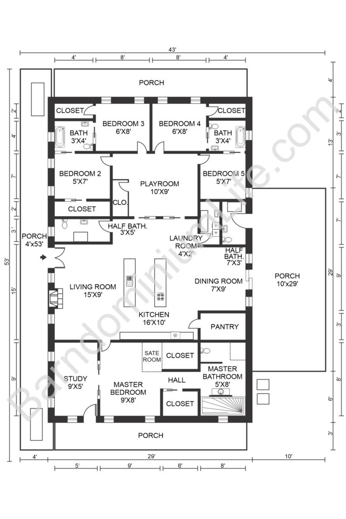 Barndominium plans 5 bedroom