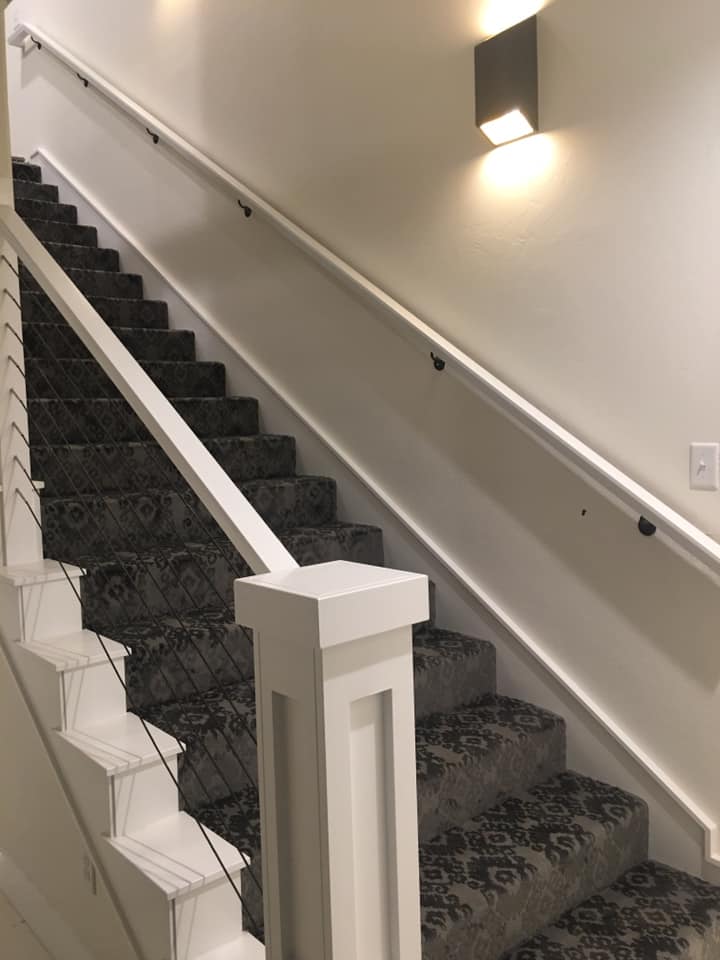 Black and White Oklahoma Barndominium stairs