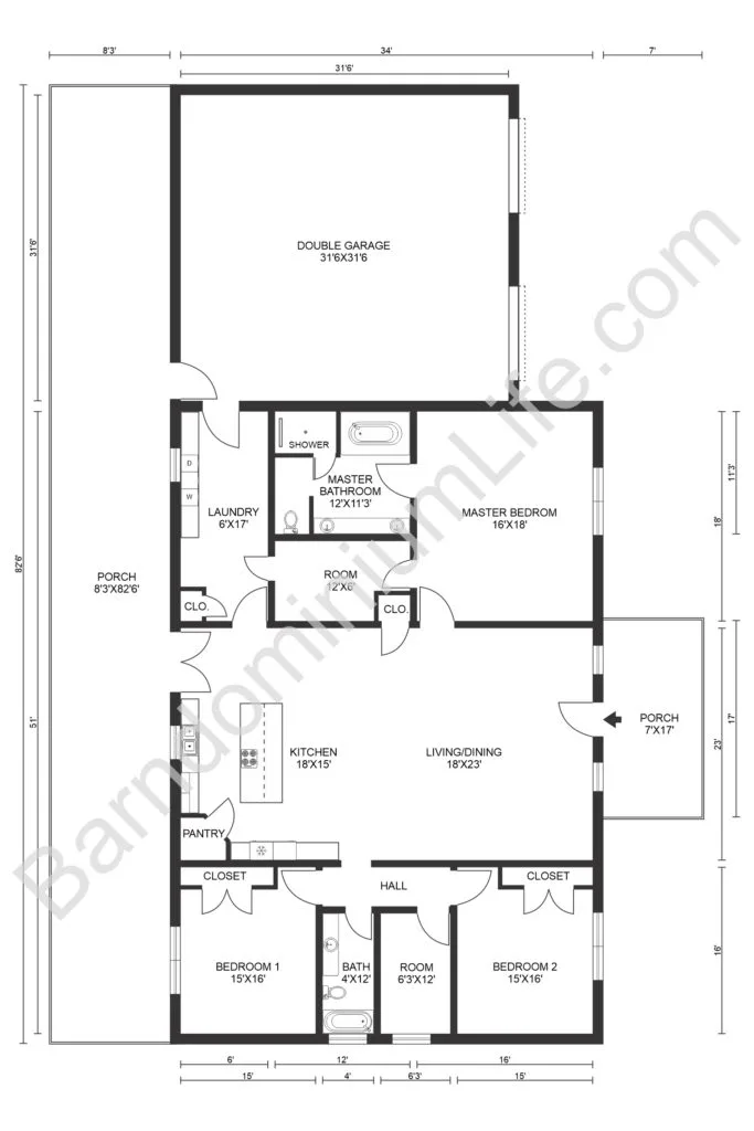 hines family barndominium floor plan