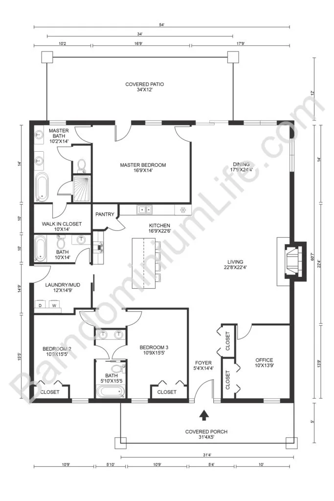 texas barndominium floor plans with covered porch