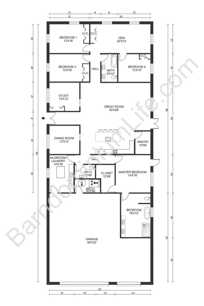 texas barndominium floor plans with den