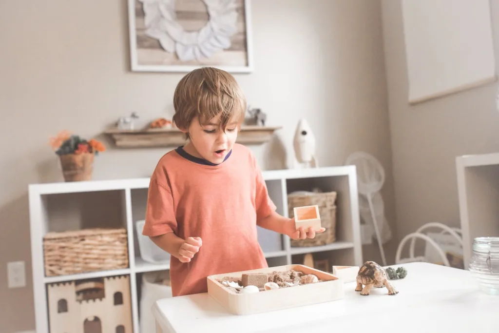 kid at playroom in barndominium