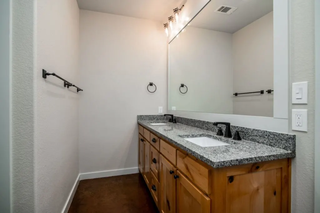 Mineral Wells Barndominium master bathroom vanity