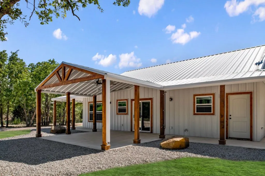 Mineral Wells Barndominium back porch