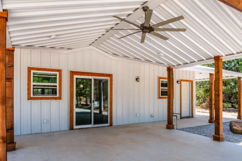 Mineral Wells Barndominium back porch