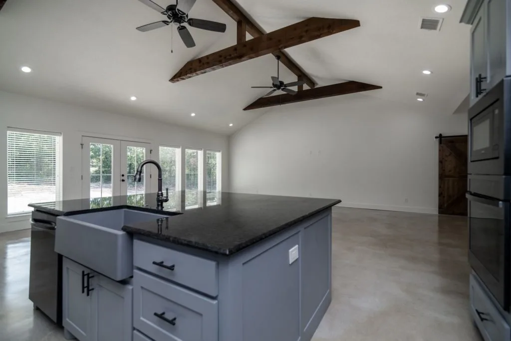 Texas Barndominium kitchen island and sink