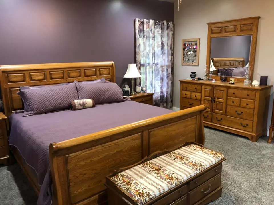 Rustic bedroom in a Missouri barndominium