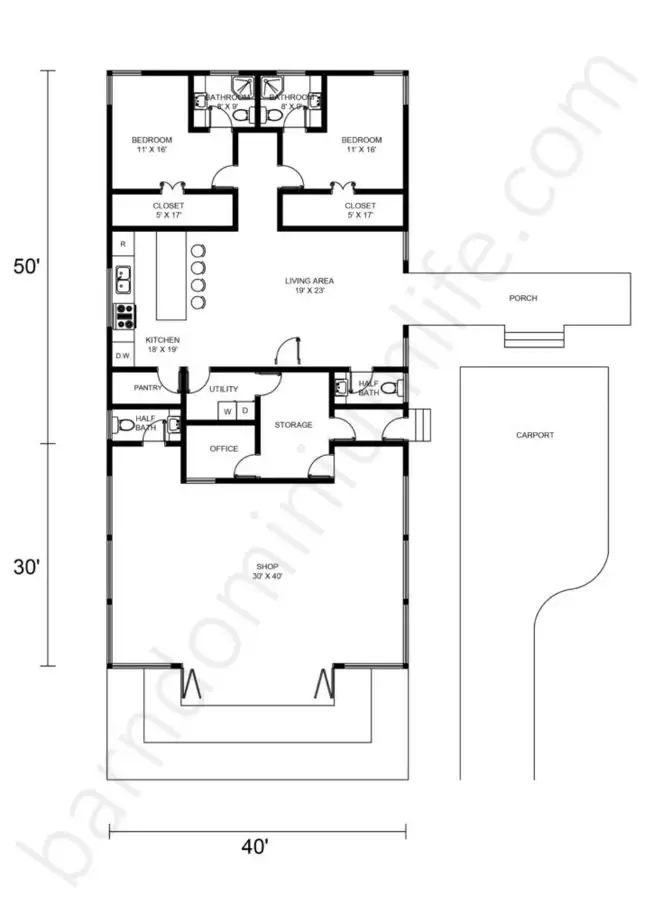 Barndominium-Floor-Plans-With-Shop-and-Garage-Carport