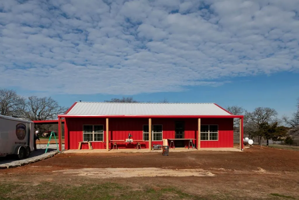 Alvord Texas Red Barndominium Front Exterior View