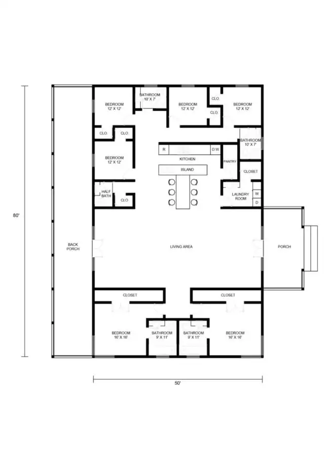 6 Bedroom Barndominium Floor Plans