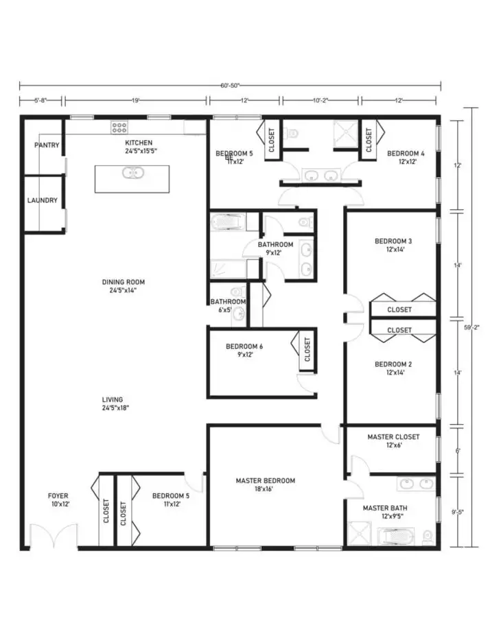 6 Bedroom Barndominium Floor Plans