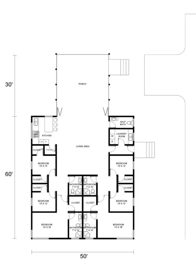 6 Bedroom Barndominium Floor Plans