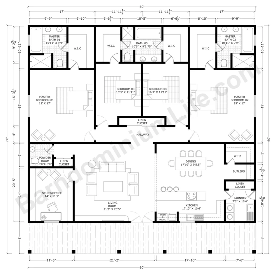 Barndominium Floor Plans With 2 Master Suites And 2 Bedrooms