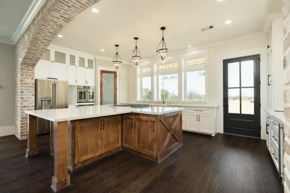 Houston Texas Barndominium Kitchen with Side Exit Door
