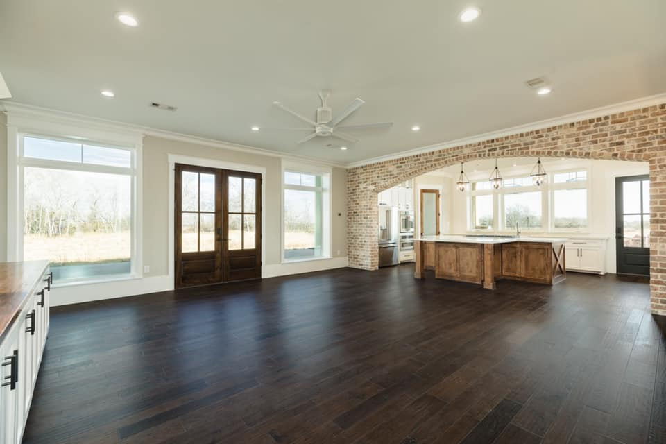 Houston Texas Barndominium Open Concept Living Room, Dining Area and Kitchen