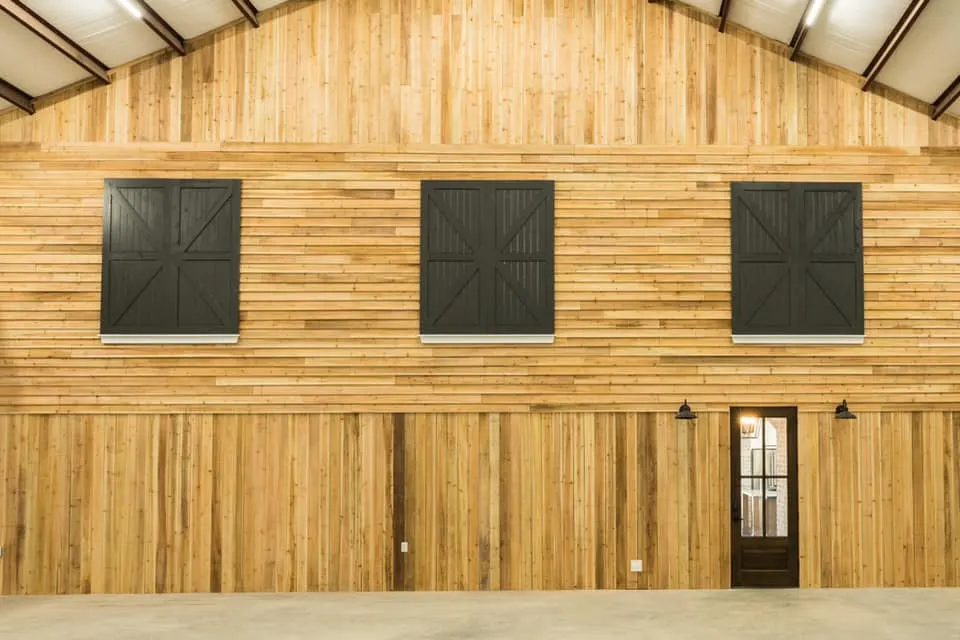 Houston Texas Barndominium Shop with Wooden Wall