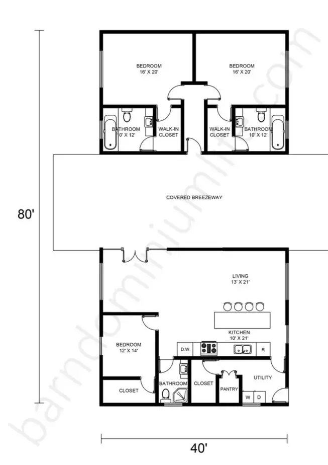  Barndominium Floor Plans with Breezeway, Open Concept, and 3 Bedrooms