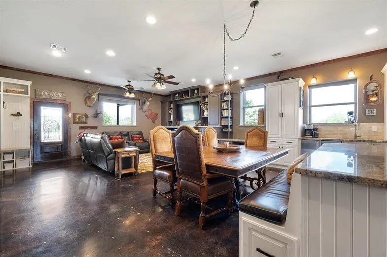 Living room and dining room