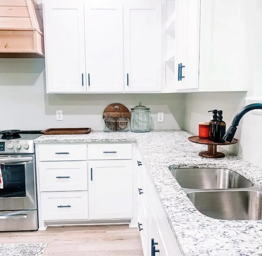 Kitchen cabinets and counter tops.