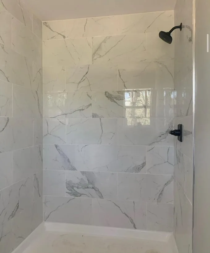 Marble tile shower