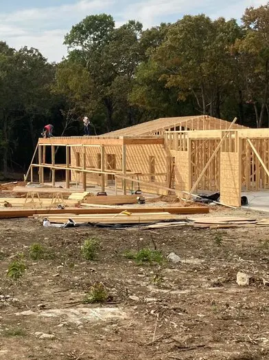 Progress picture during framing of the home.