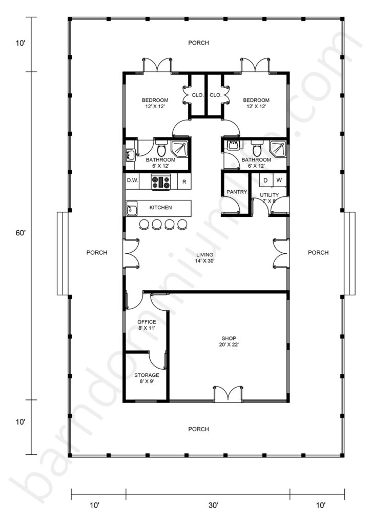 wraparound porch floor plan