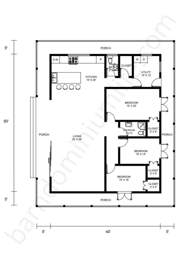 wraparound porch floor plan