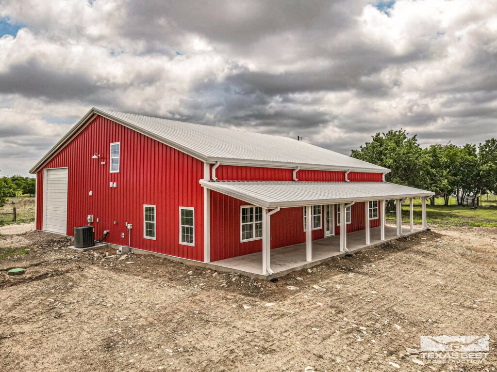 Barn-red exterior of this Texas home
