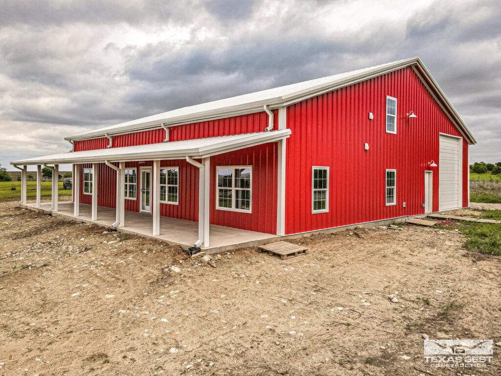 Barn-red exterior of this Texas home