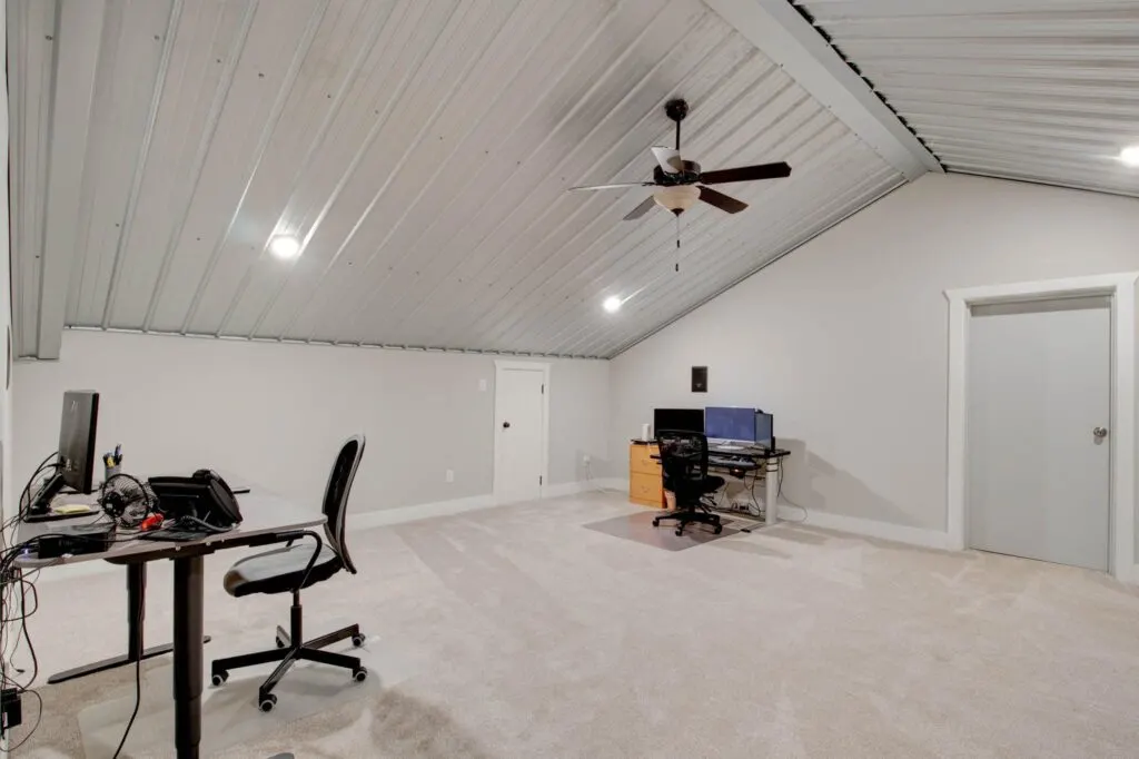 White metal covered ceilings