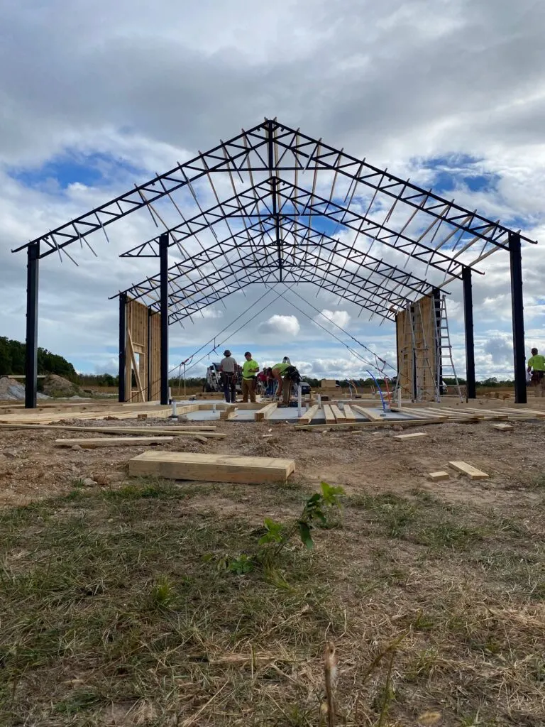 Constructing the trusses and purlins