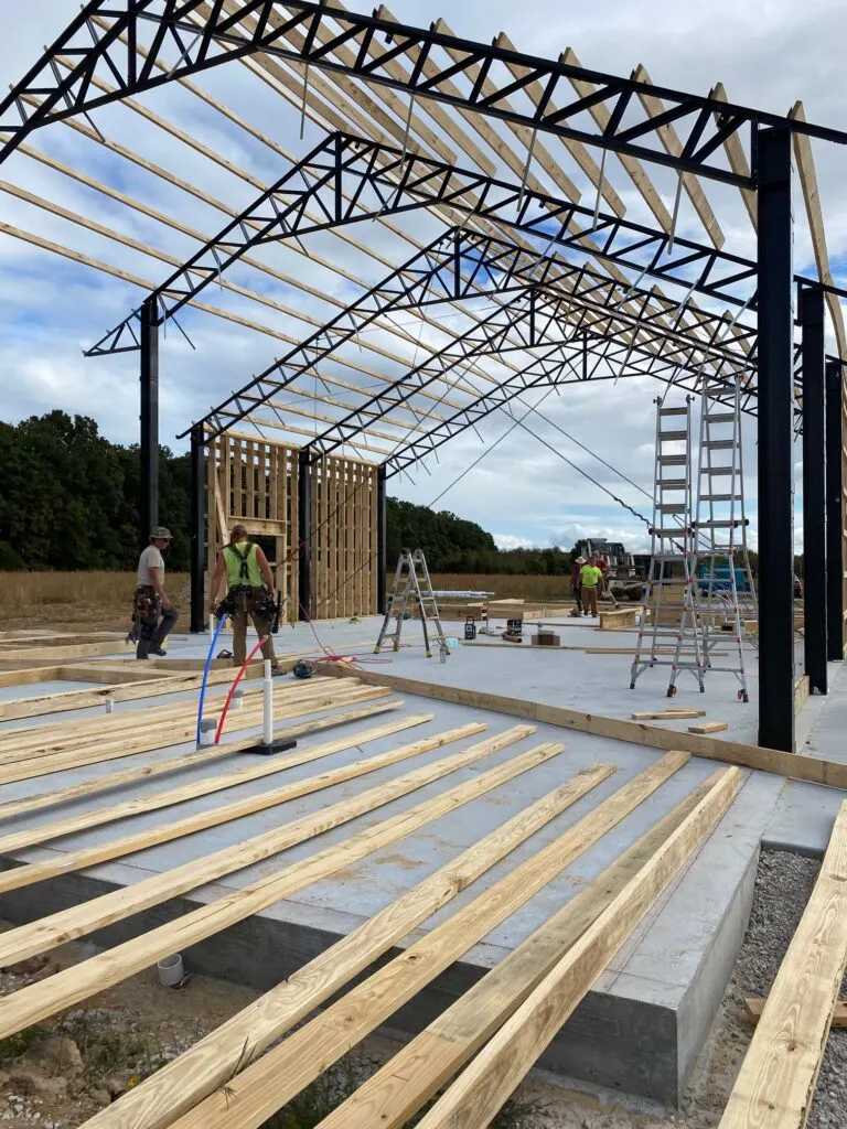 Constructing the trusses and purlins