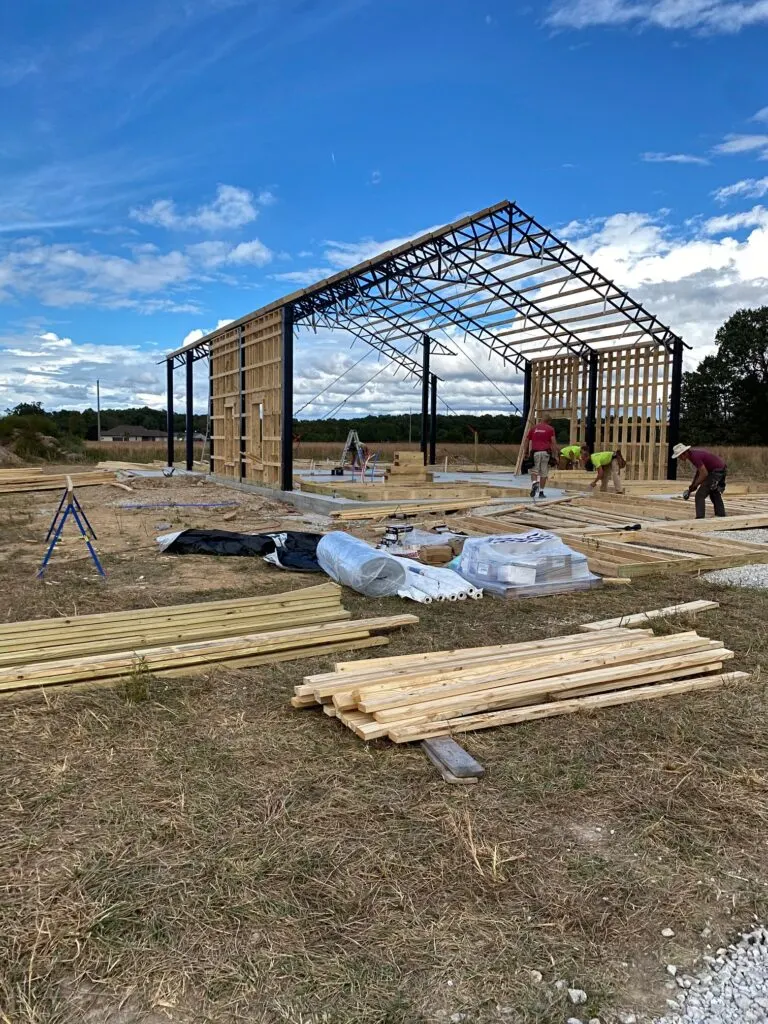 Constructing the trusses and purlins