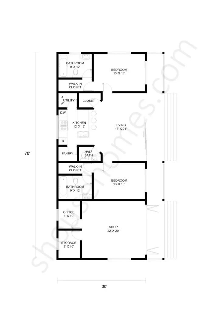 2 bedroom shop house floor plan 