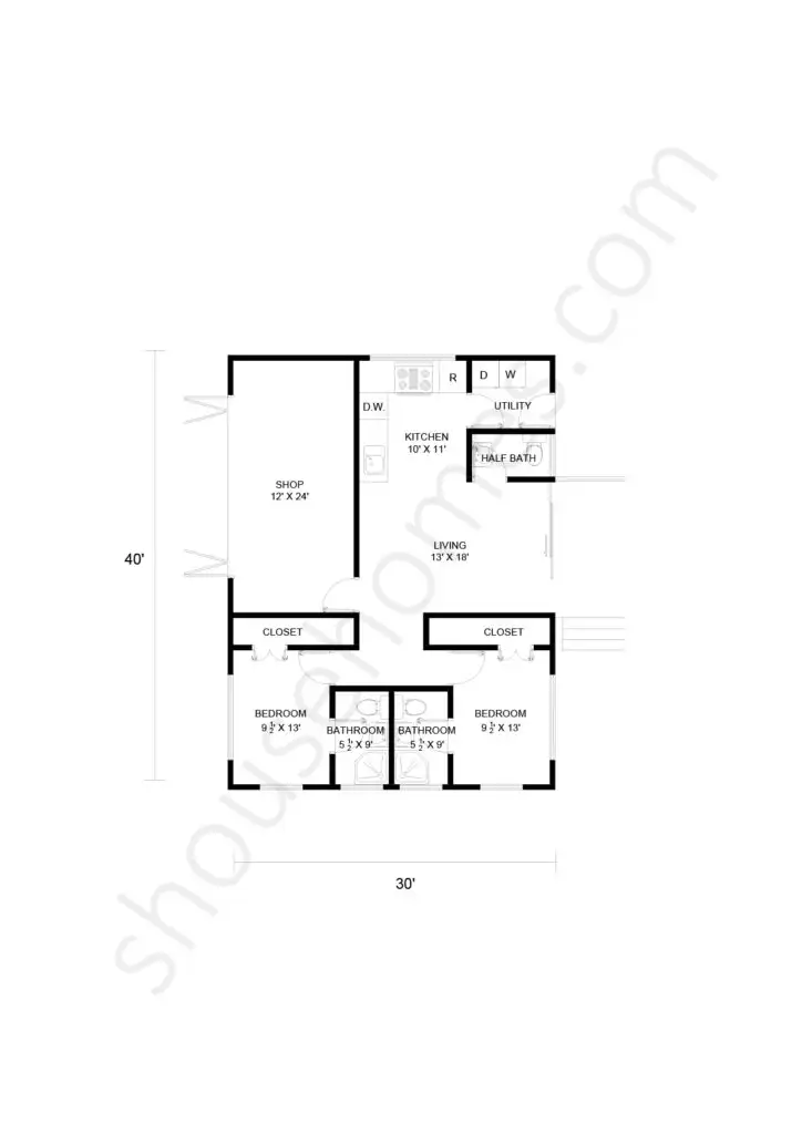 2 bedroom shop house floor plan 