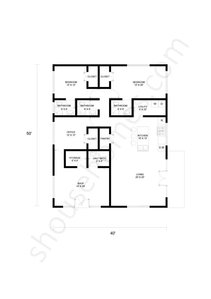 2 bedroom shouse floor plan 