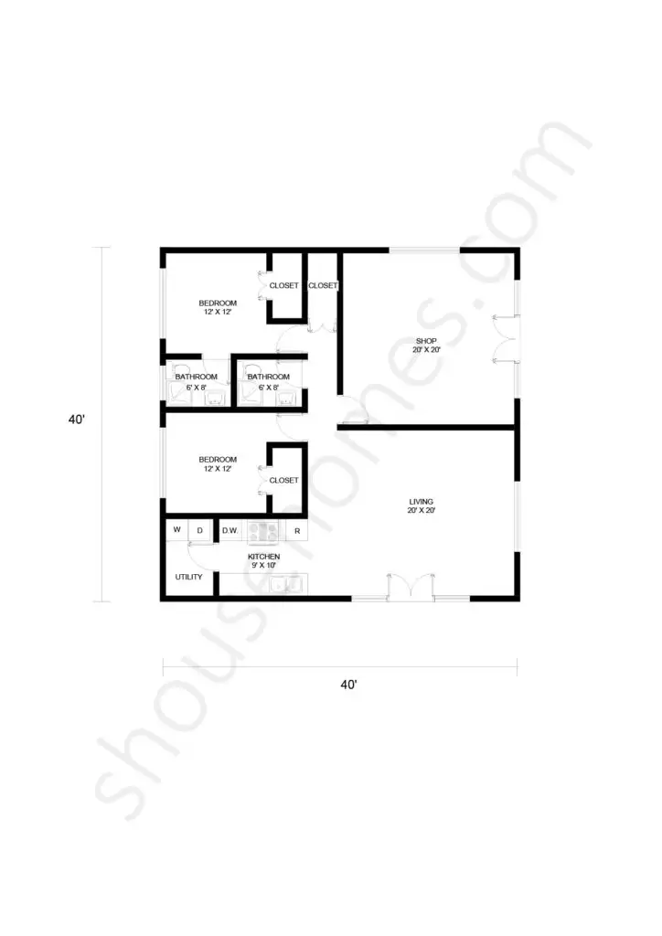 2 bedroom shouse floor plan 