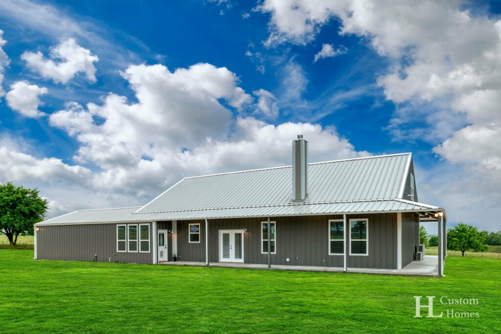 Decatur Metal Home with Garage Back View