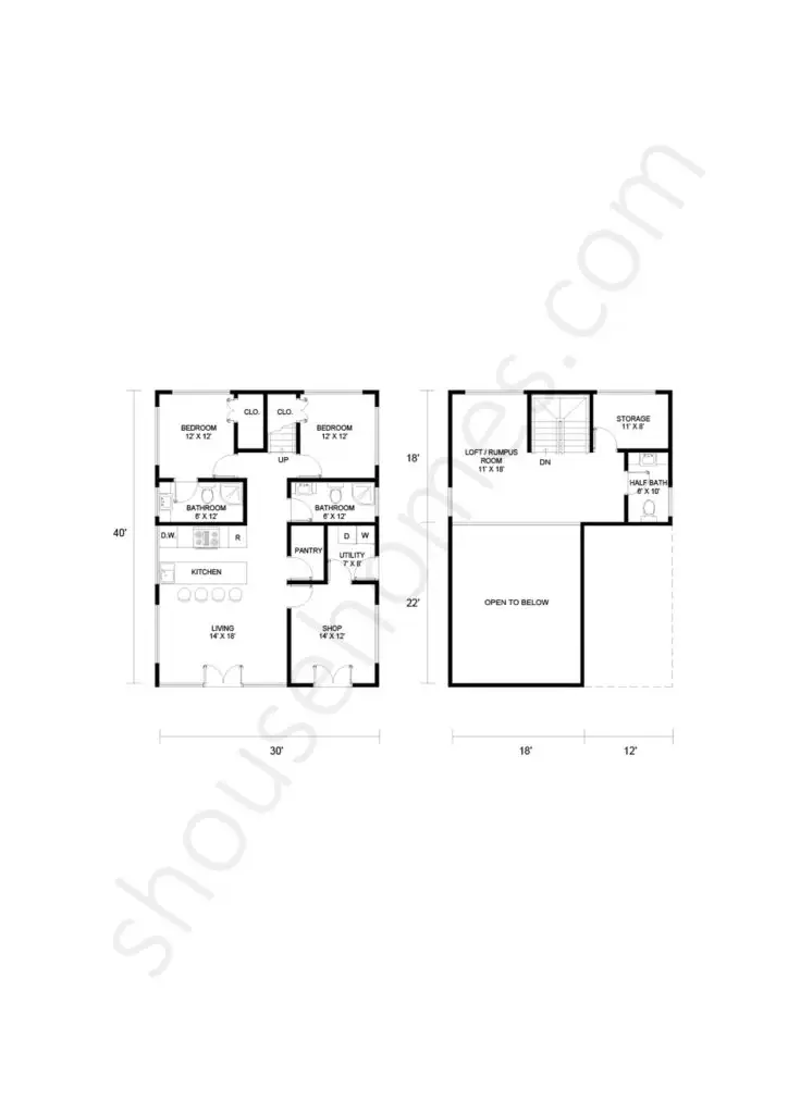 shouse with a loft floor plan