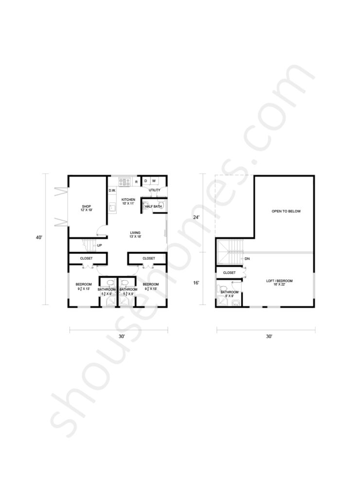 shouse with a loft floor plan