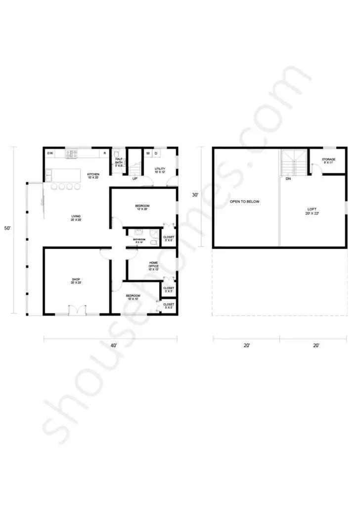 shouse with a loft floor plan