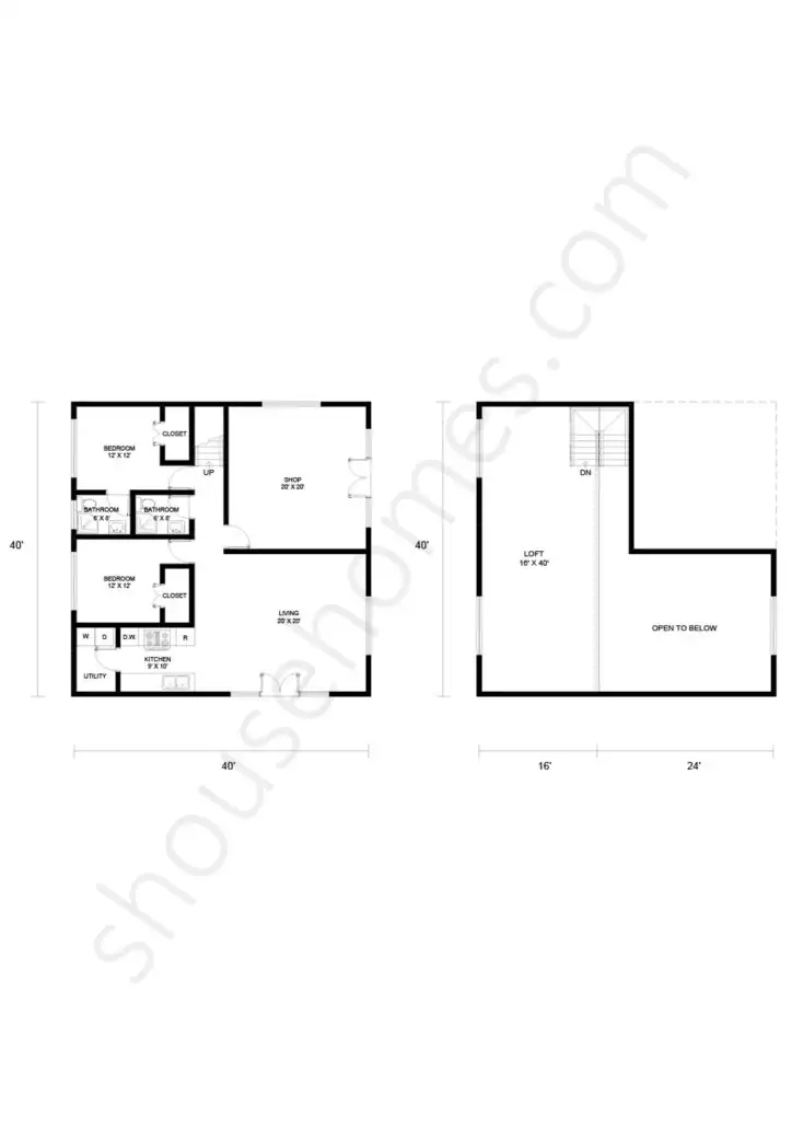 shouse with a loft floor plan